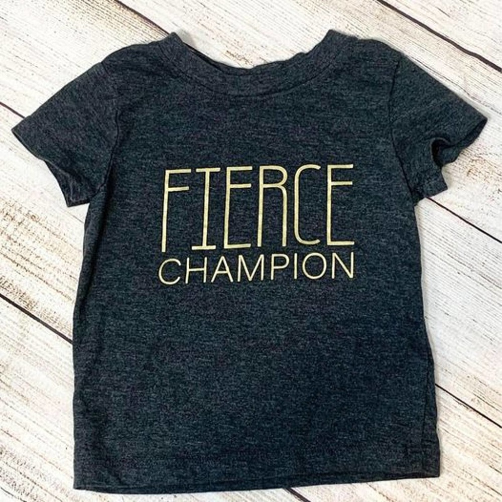 Cat & Jack Boys Charcoal Gray TShirt Short Sleeve "Fierce Champion" 12 mos Cute!